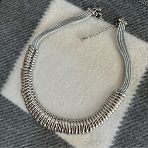 Ann Taylor Loft Shiny Silver Stacked Ring Necklace
